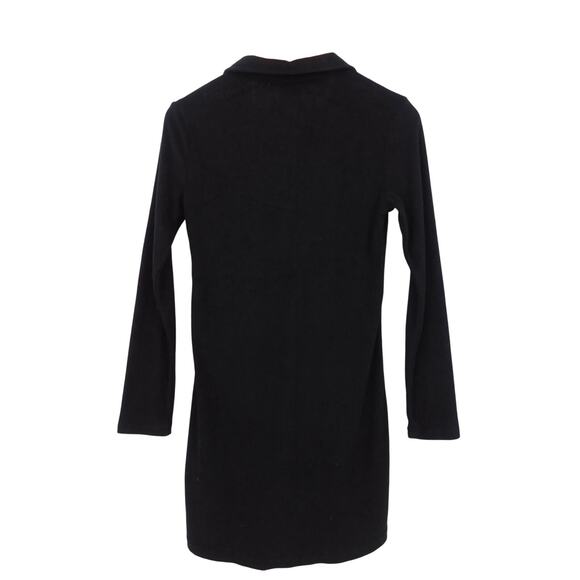 Dandy Del Mar Women's Black Button Down Terry Cloth Mini Shirt Dress Size Small - Picture 2 of 5